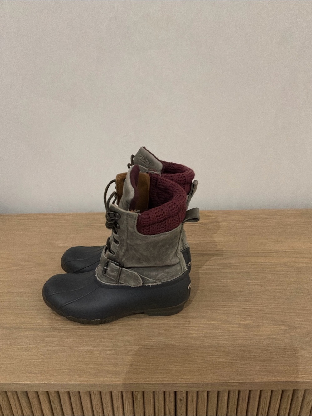 Sperry Brown, Black & Burgundy Winter Rain Boots
